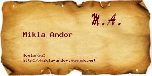 Mikla Andor névjegykártya